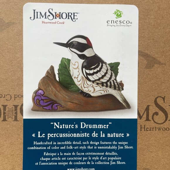 NEW Jim Shore "Nature's Drummer" Downy Woodpecker Bird Figurine - Picture 8 of 9